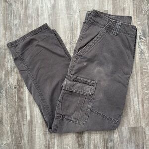 Mens Wrangler Relaxed Fit Cargo Pants Grey Cotton Pocket Sz 34x32